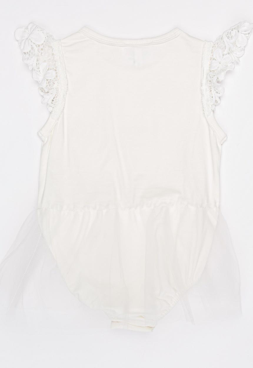 Pop Candy - Sleeveless Tulle Romper Off White