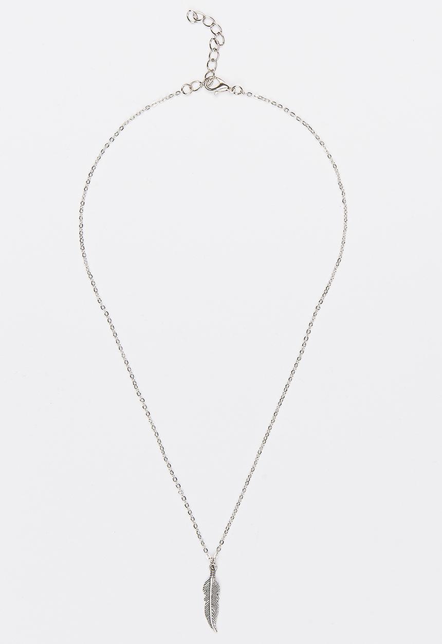 Jewels and Lace - Feather Necklace  Silver