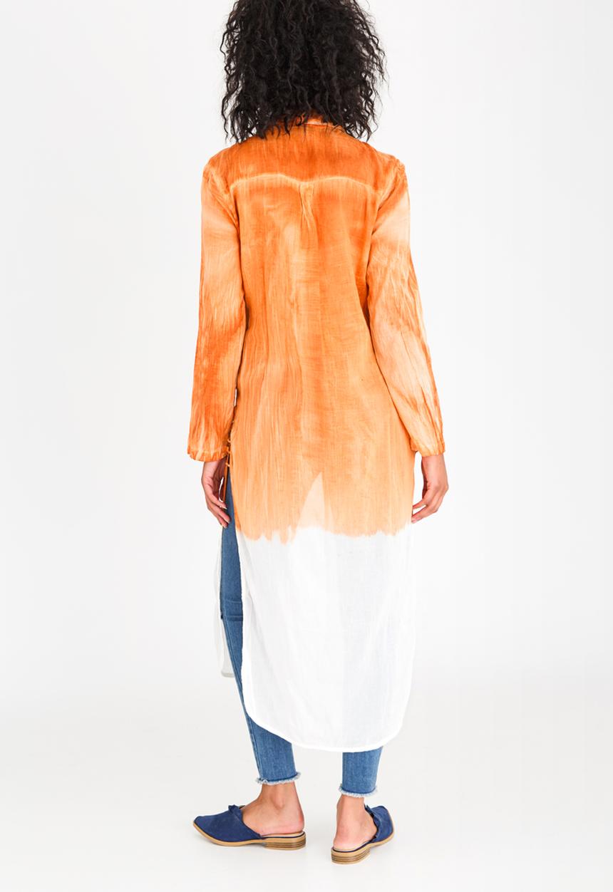 G Couture - Layered Longer Length Tunic with Beading Orange