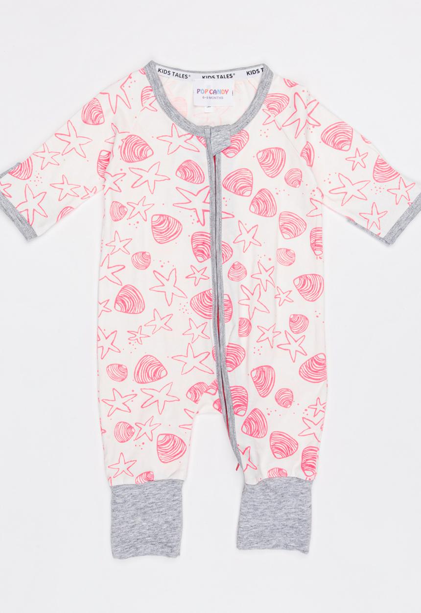 Pop Candy - Shell Print Full Bodysuit Mid Pink