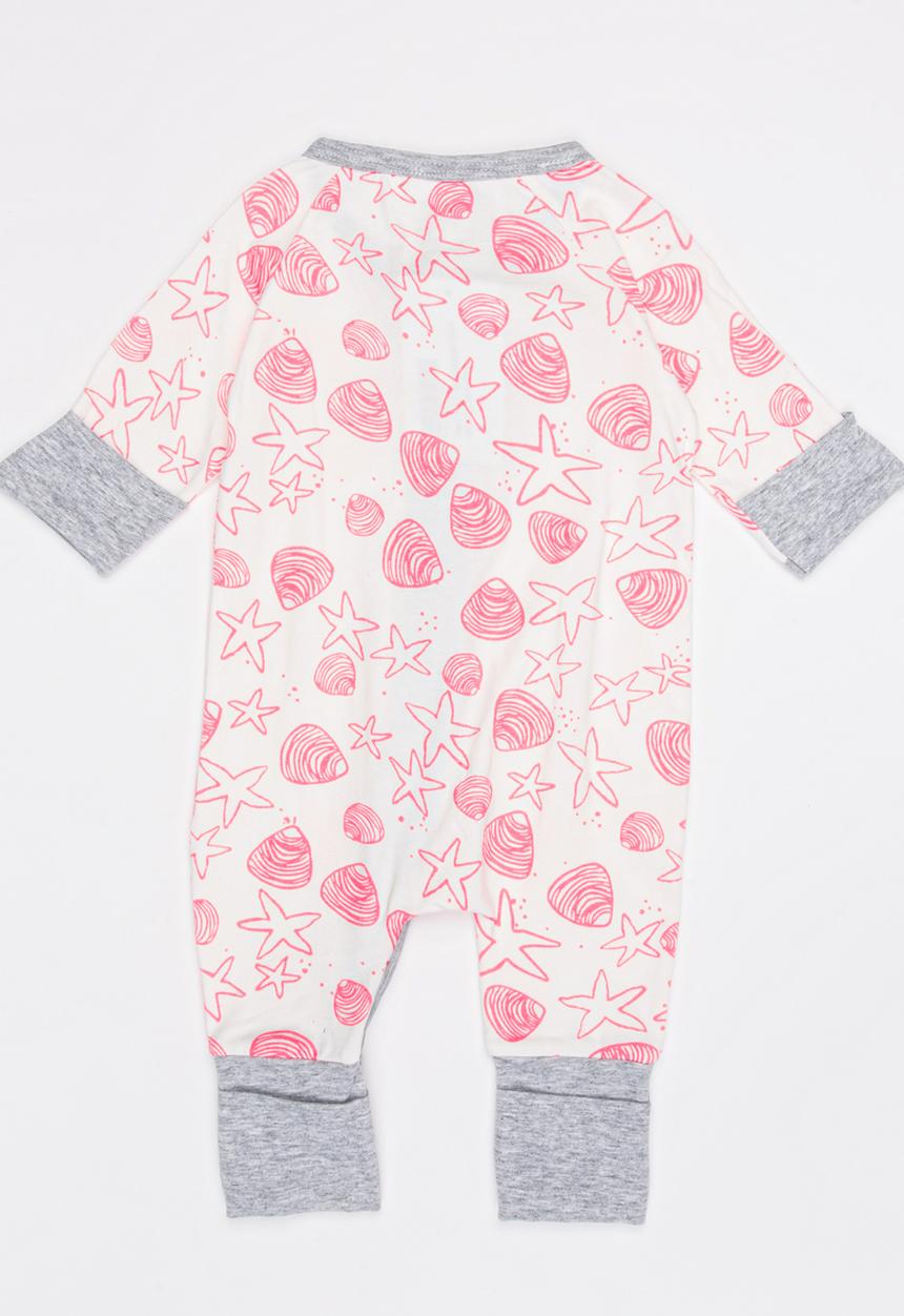 Pop Candy - Shell Print Full Bodysuit Mid Pink