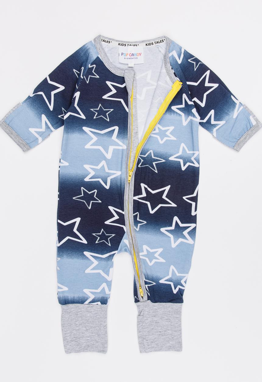 Pop Candy - Star Print Bodysuit Blue