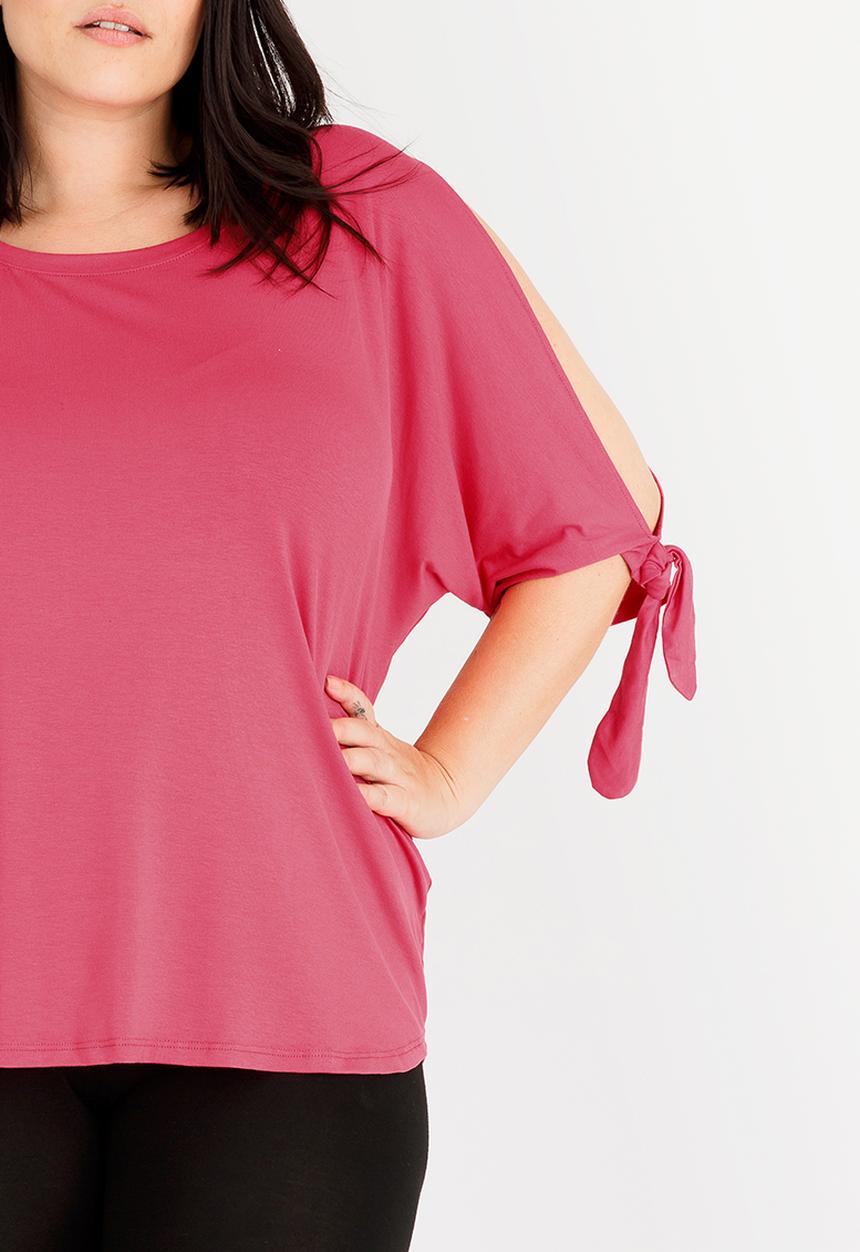 Slick - Rachel Tie Sleeve Top Coral