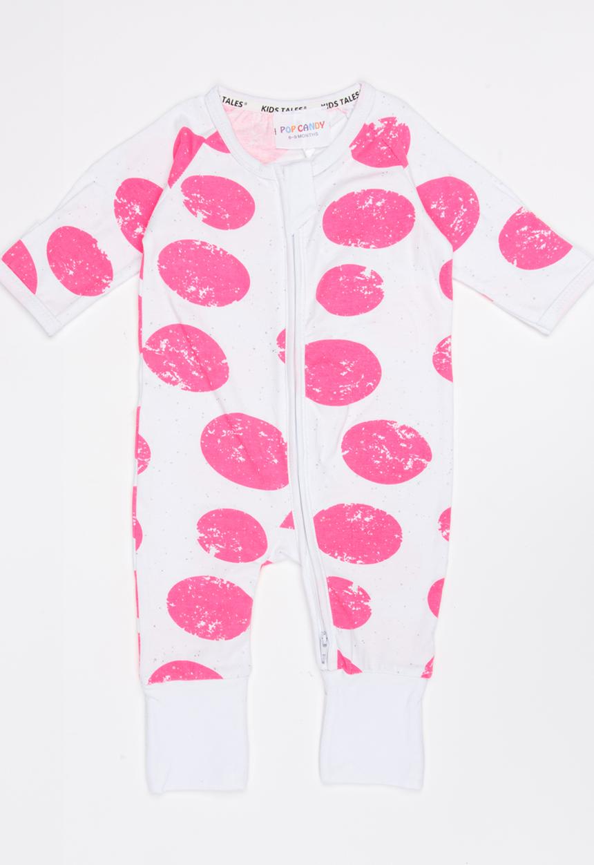 Pop Candy - Spotted Printed Full Bodysuit Mid Pink