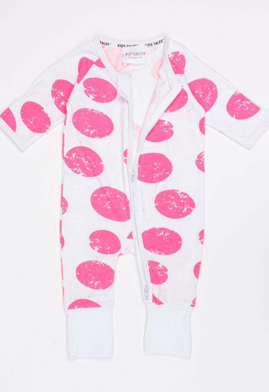 Pop Candy - Spotted Printed Full Bodysuit Mid Pink
