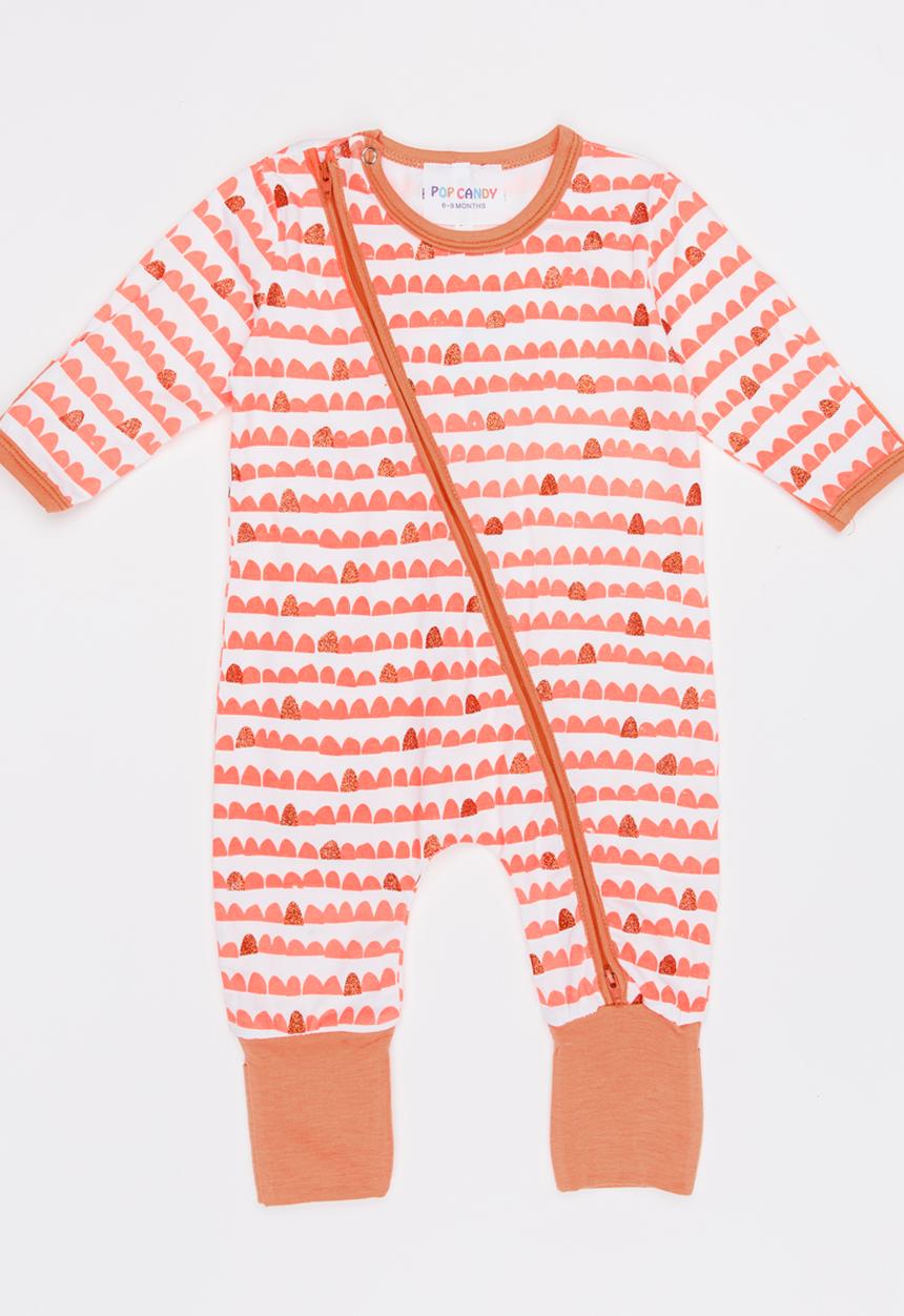 Pop Candy - Striped Bodysuit Coral