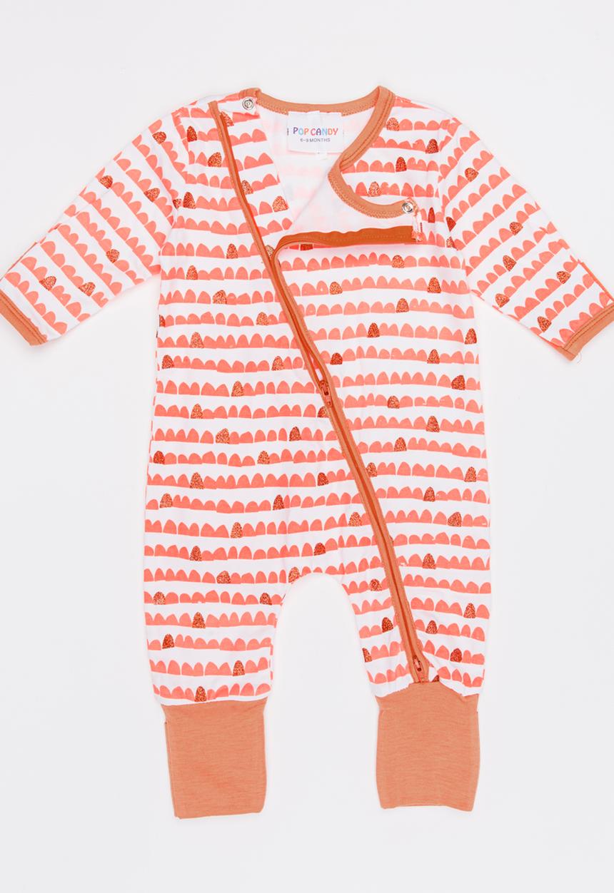 Pop Candy - Striped Bodysuit Coral