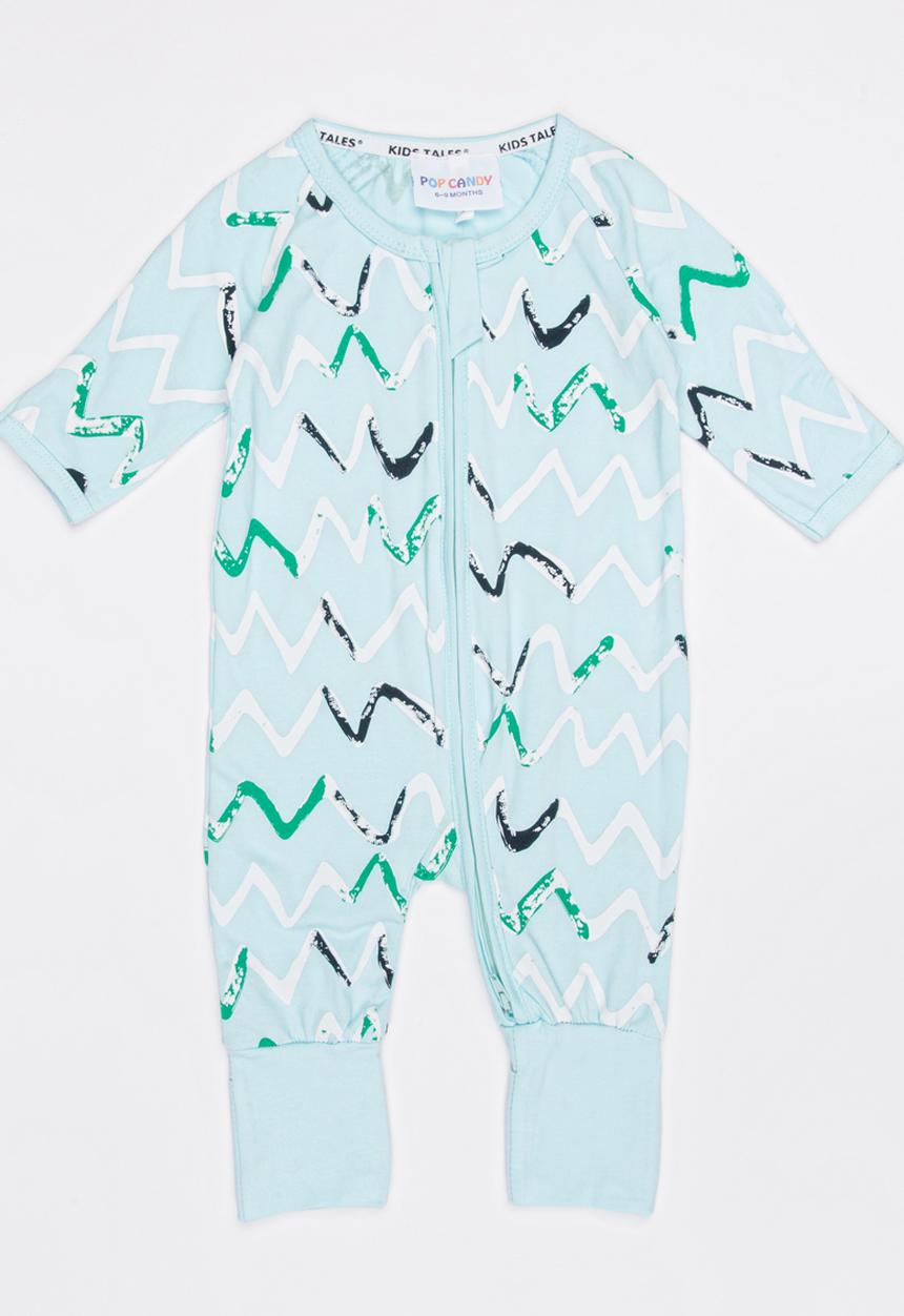Pop Candy - Zig Zag Full Bodysuit Blue