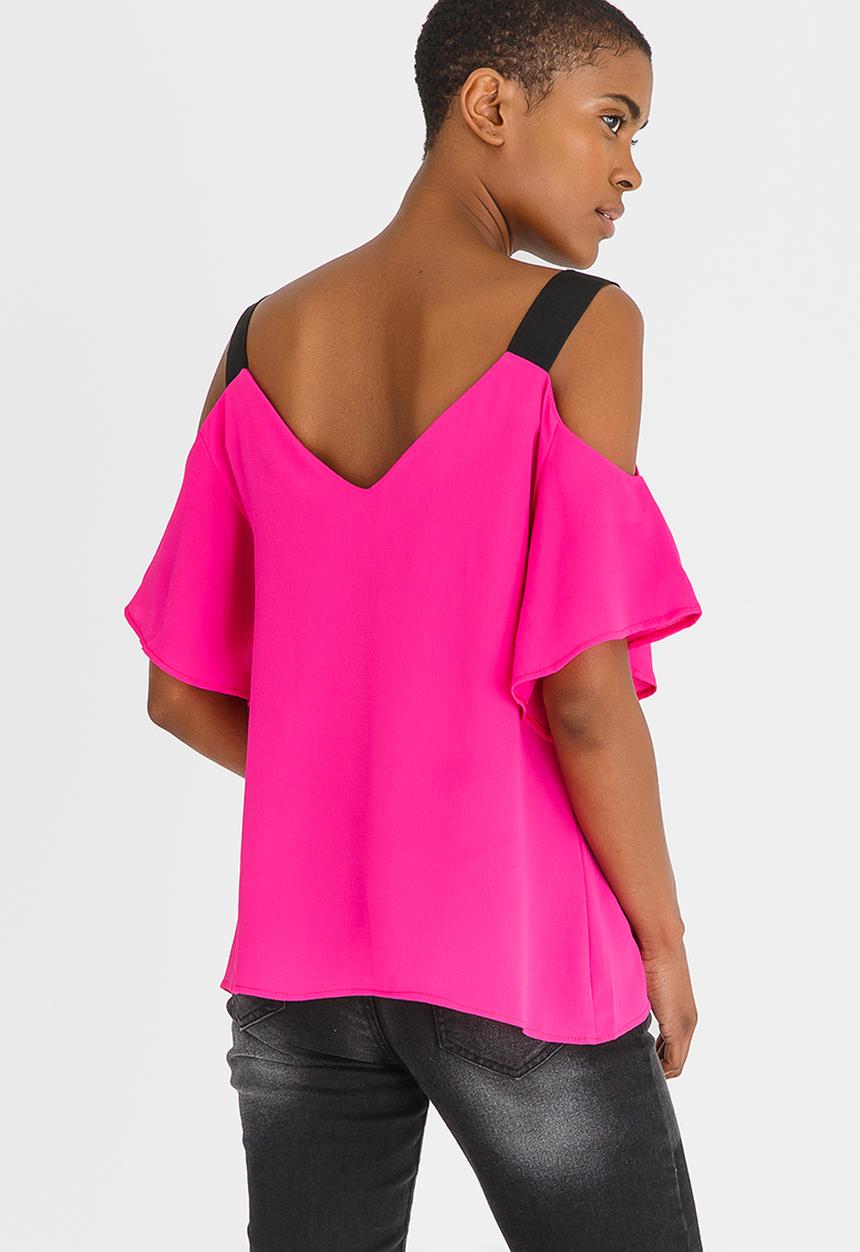 STYLE REPUBLIC - Cold Shoulder Blouse Dark Pink