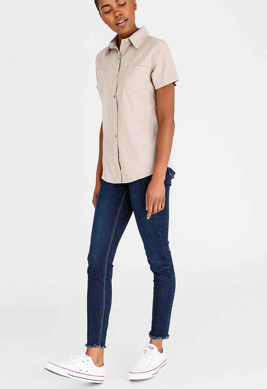 JEEP - Short Sleeve Pocket Blouse Stone