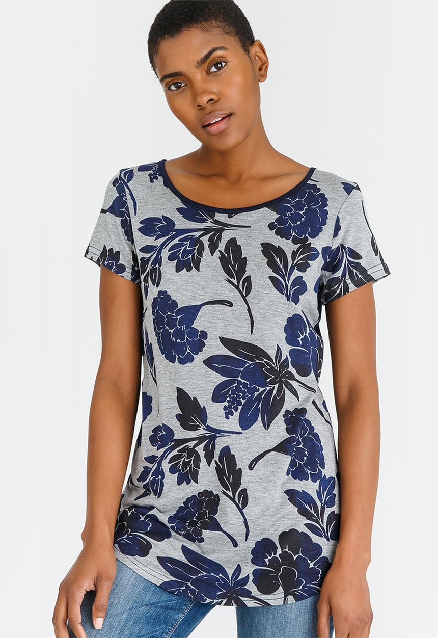 JEEP - All Over Print Top Grey Melange