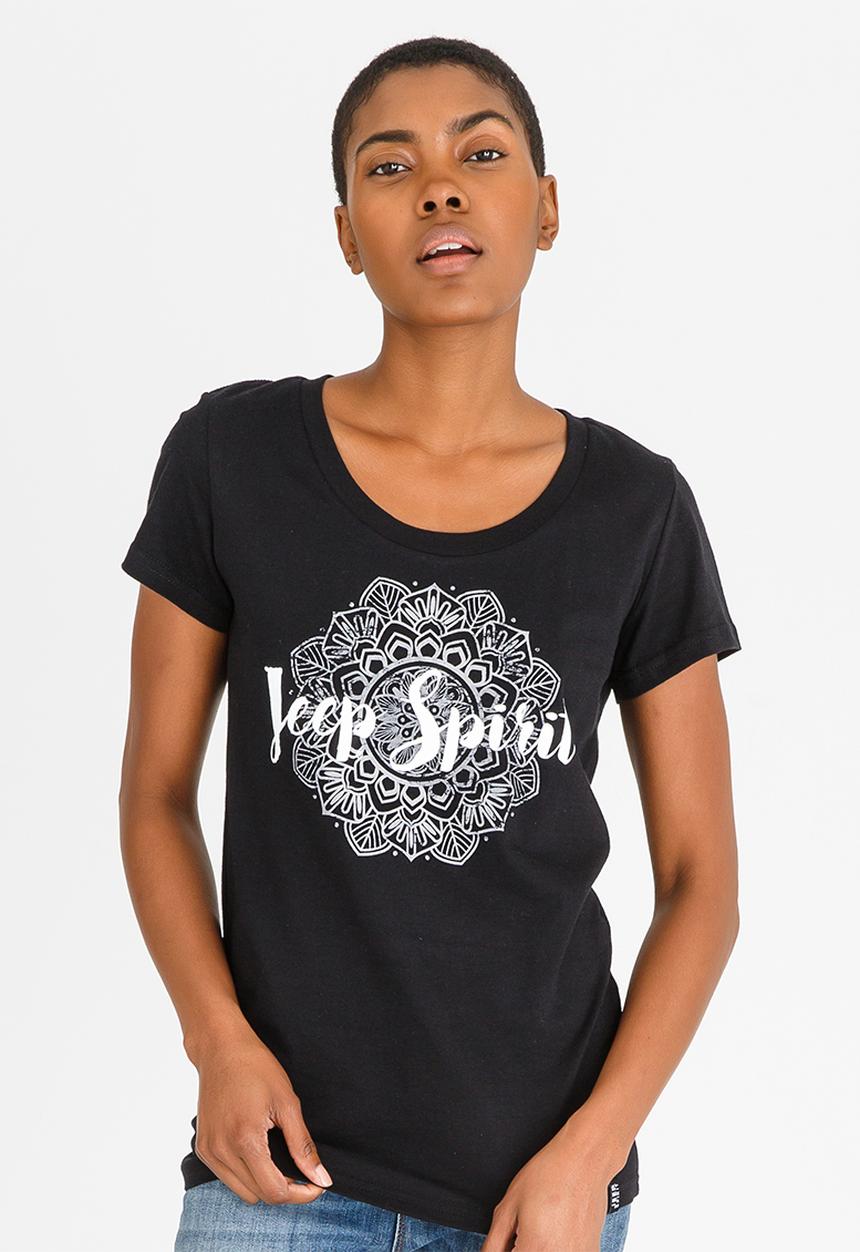 JEEP - Printed Scoop Neck Tee Black