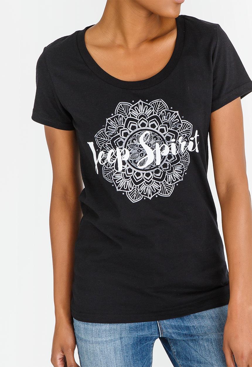 JEEP - Printed Scoop Neck Tee Black
