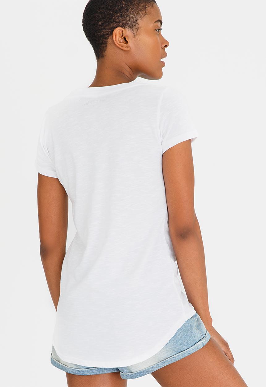 JEEP - Slub Scoop Neck Tee with Print White