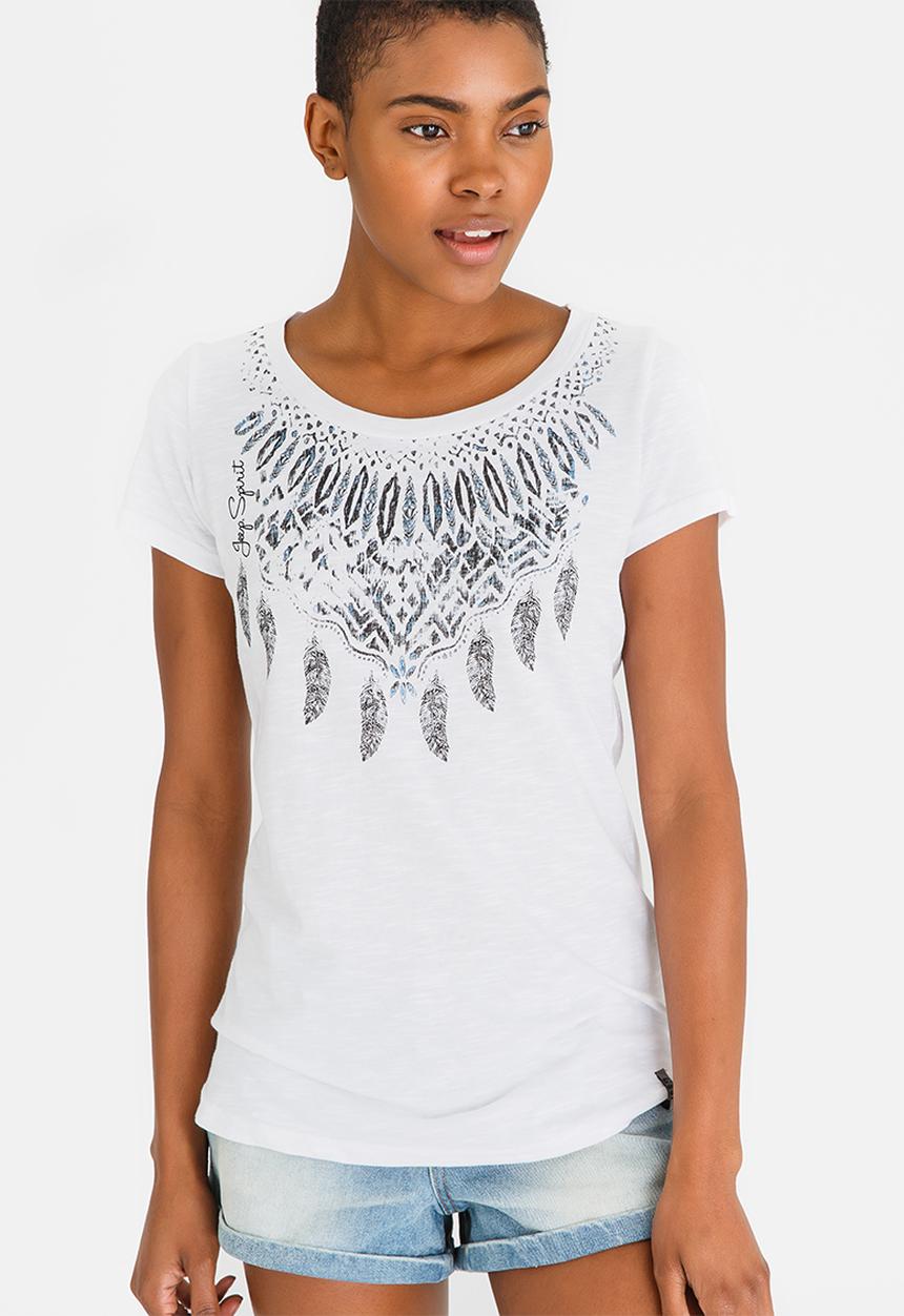 JEEP - Slub Scoop Neck Tee with Print White