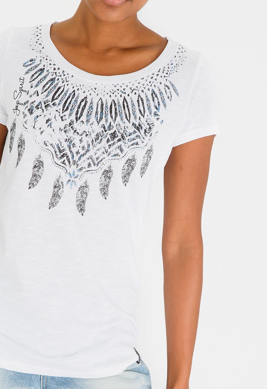 JEEP - Slub Scoop Neck Tee with Print White