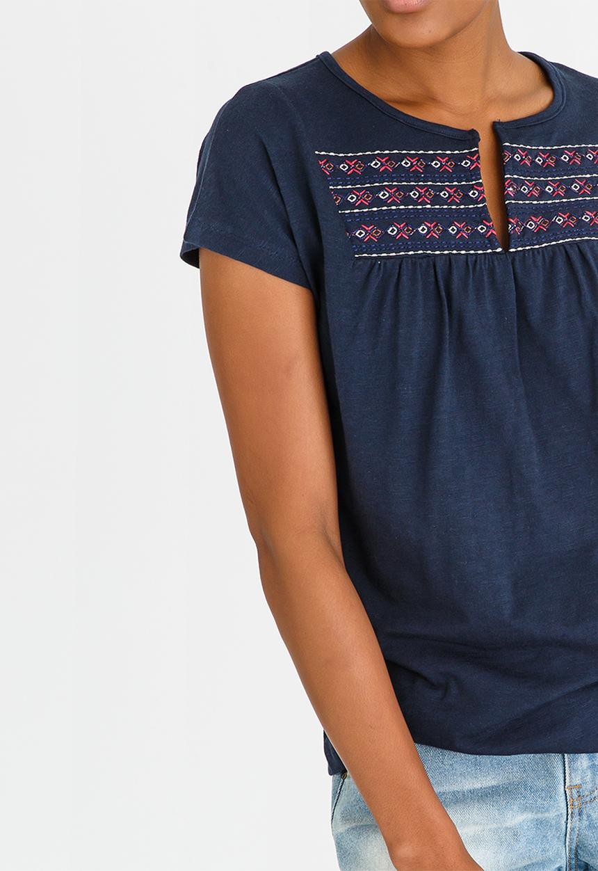 JEEP - Slub Embroidered Top Navy