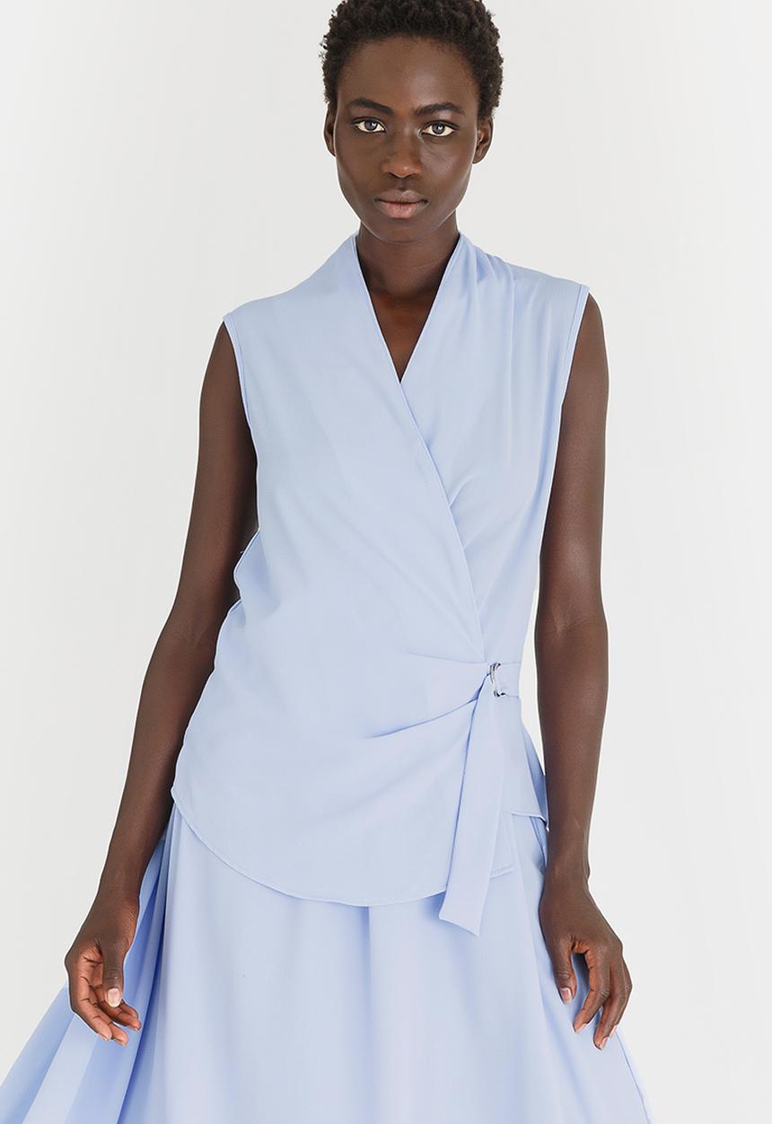 edit - Sleeveless Tie-up Blouse Pale Blue