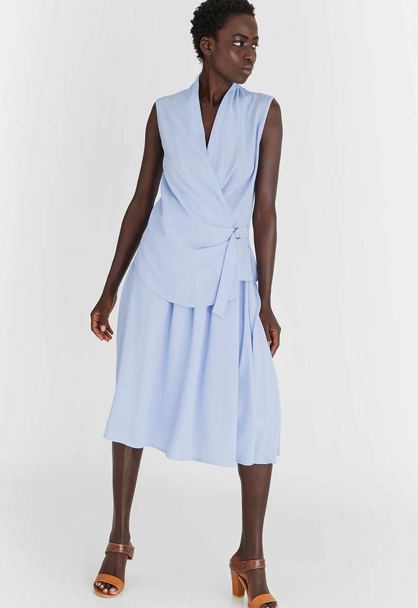 edit - Sleeveless Tie-up Blouse Pale Blue