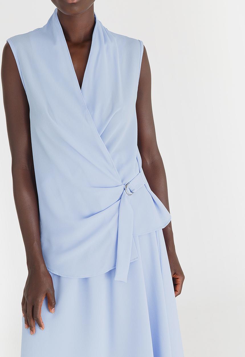 edit - Sleeveless Tie-up Blouse Pale Blue