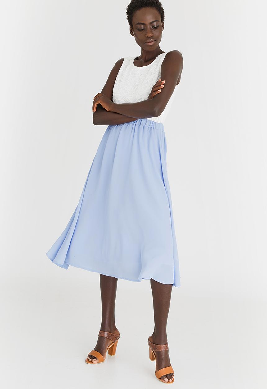 edit - Midi Flared Skirt Pale Blue