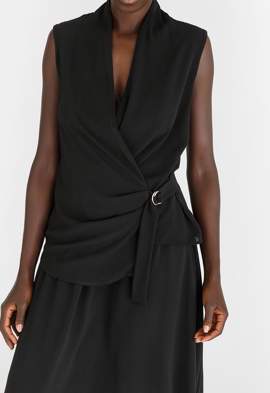 edit - Sleeveless Tie-up Blouse Black