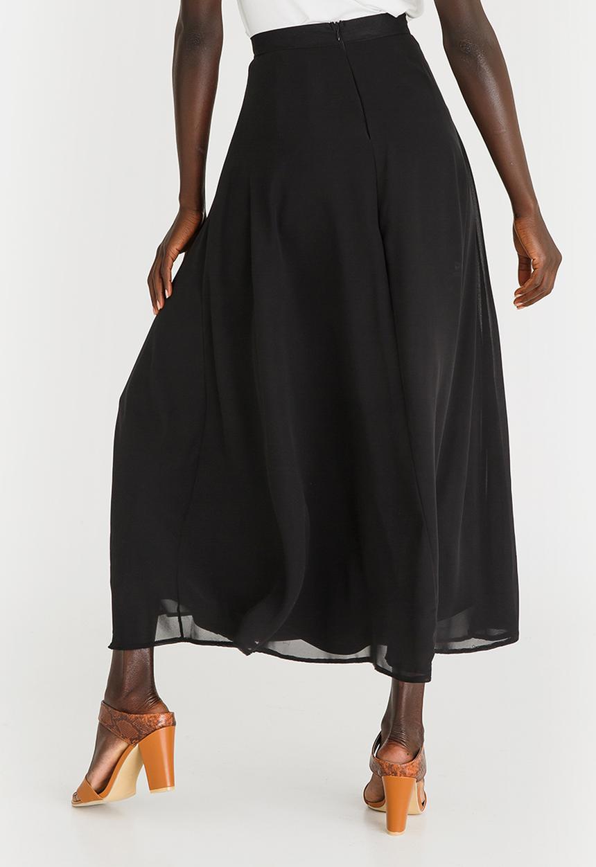 edit - Maxi Chiffon Skirt with Inner Lining Black