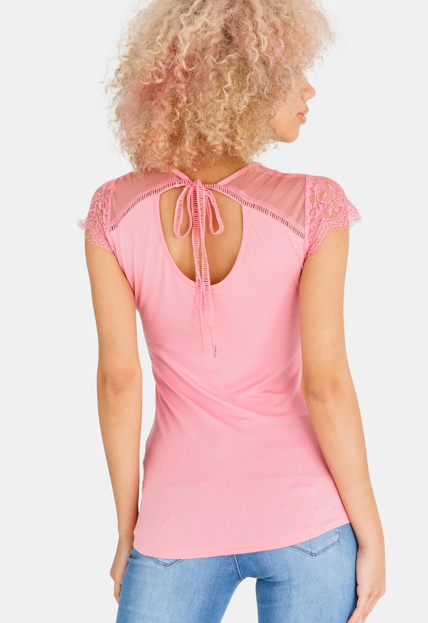 SISSY BOY - Lace Detail Top Mid Pink