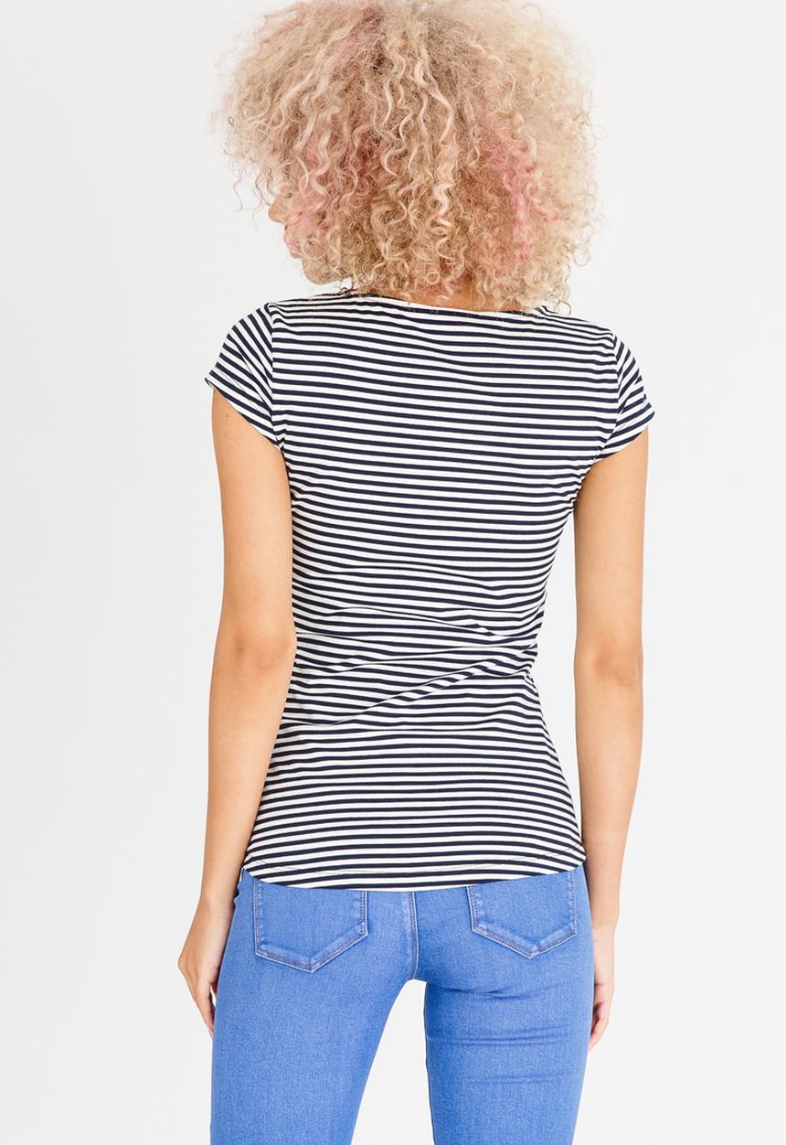 SISSY BOY - Striped Lace-up Tee Navy & White