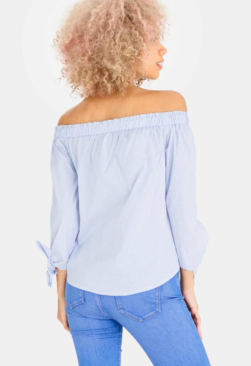 SISSY BOY - Ready Set Go Striped Bardot Top Blue and White