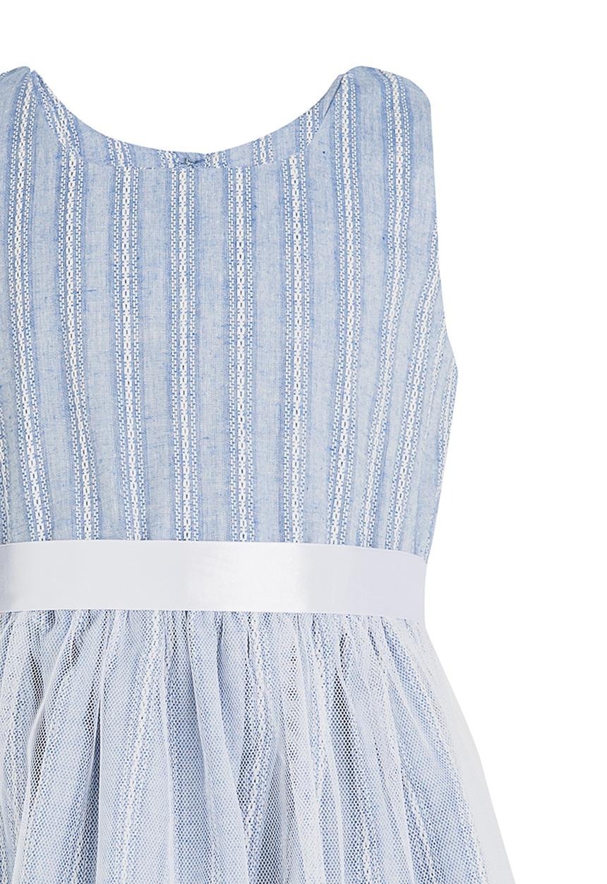 See-Saw - Mesh Overlay Dress Blue and White