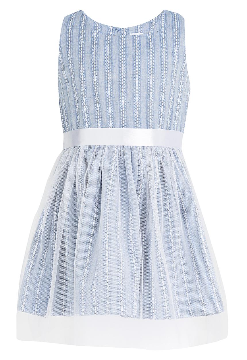 See-Saw - Mesh Overlay Dress Blue and White