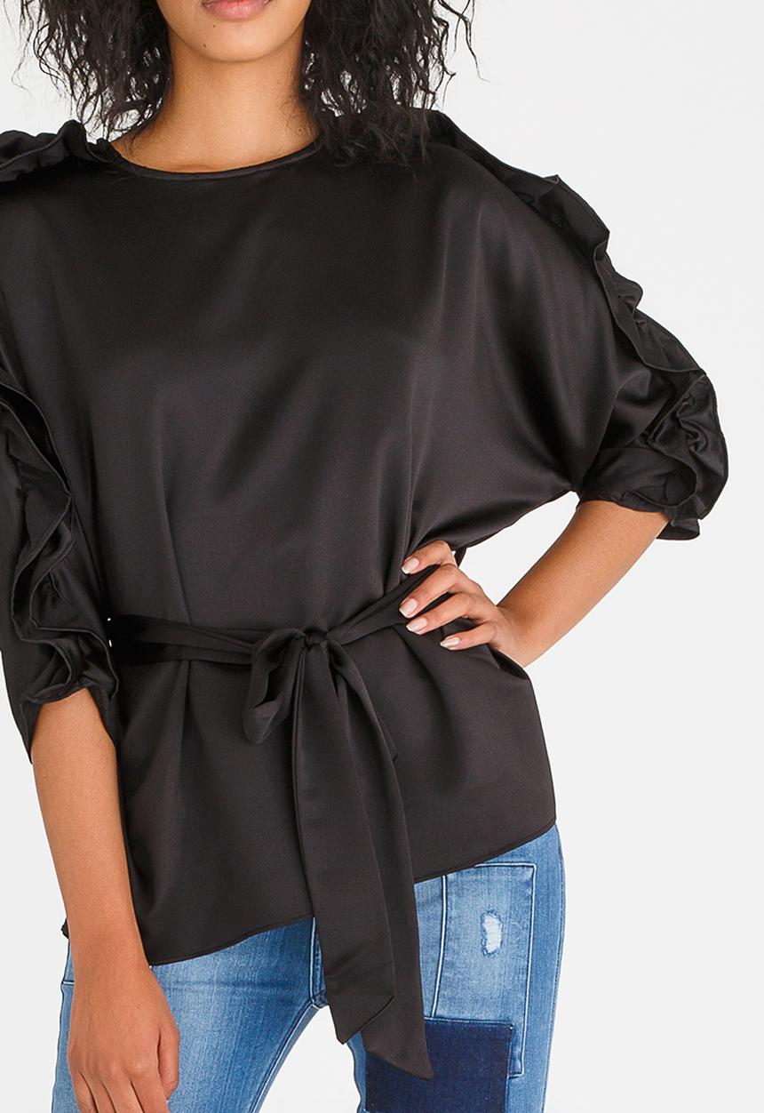 STYLE REPUBLIC - Frill Detail Blouse Black
