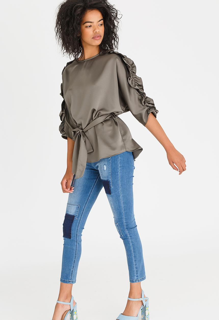 STYLE REPUBLIC - Frill Detail Blouse Dark Green