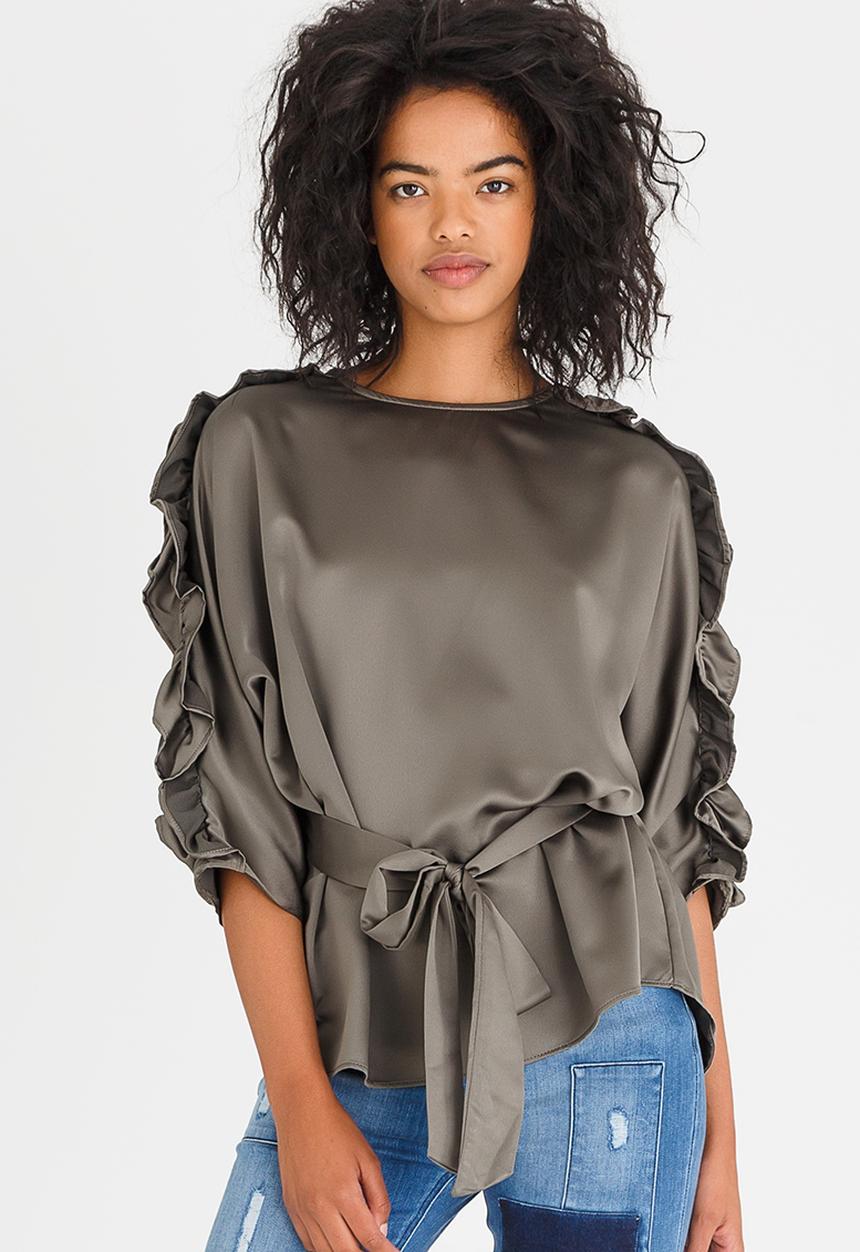 STYLE REPUBLIC - Frill Detail Blouse Dark Green