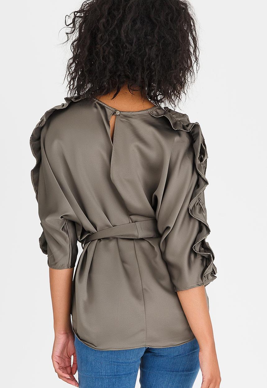 STYLE REPUBLIC - Frill Detail Blouse Dark Green