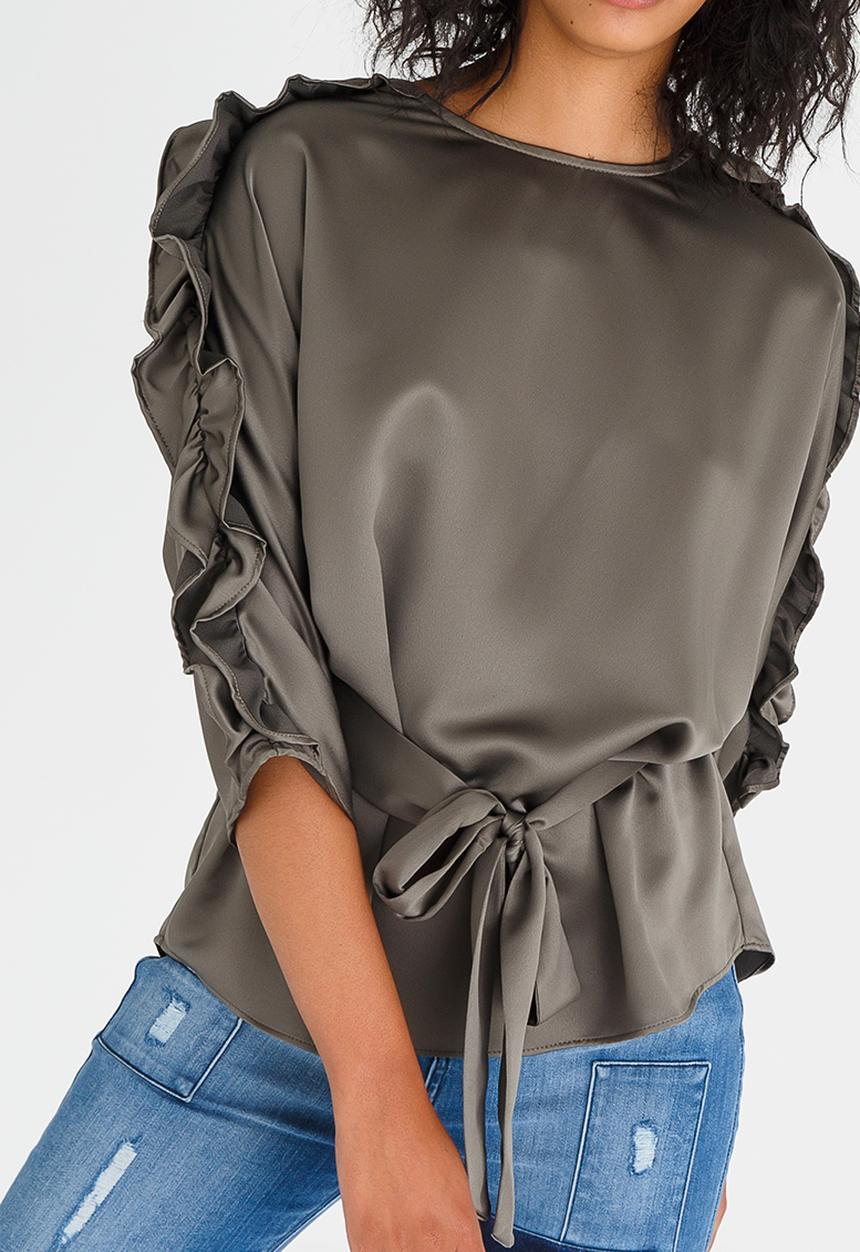 STYLE REPUBLIC - Frill Detail Blouse Dark Green