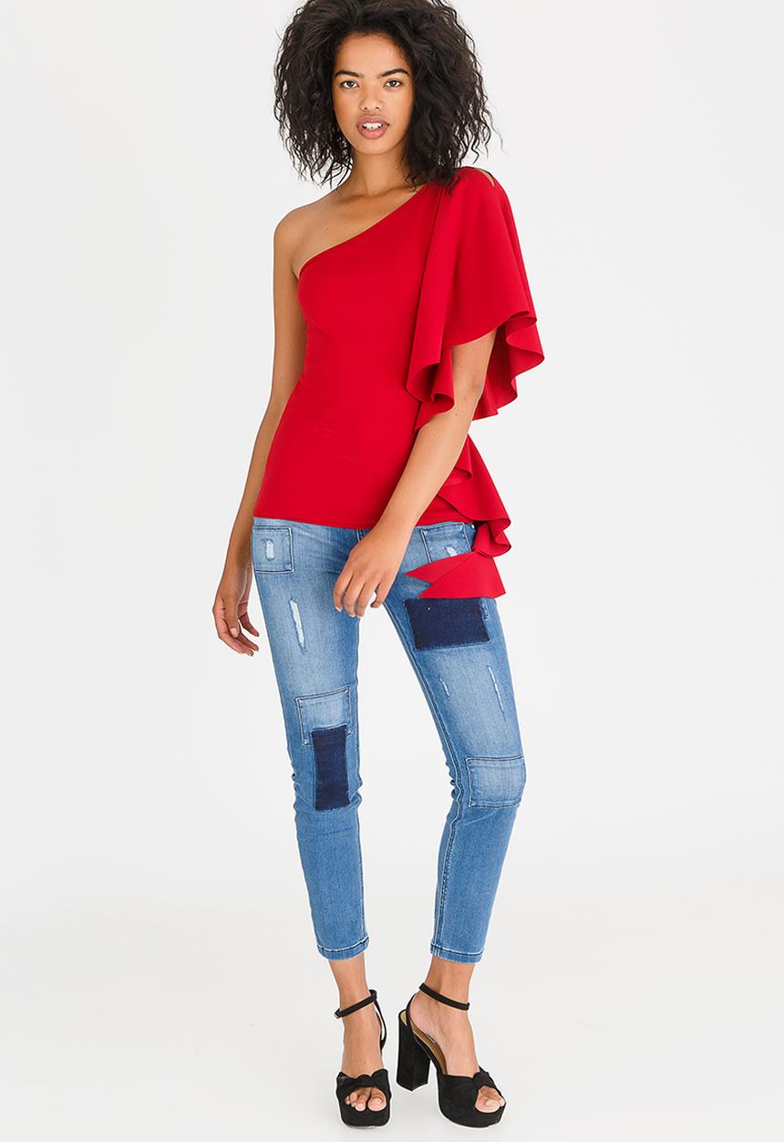 STYLE REPUBLIC - One Shoulder Top Red