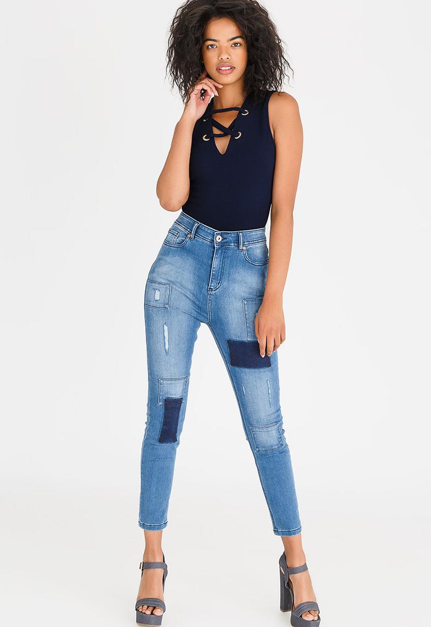 STYLE REPUBLIC - Lace Up Bodysuit Navy