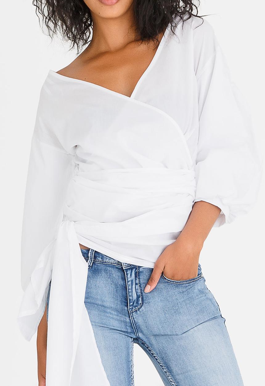 STYLE REPUBLIC - Structured Wrap Blouse White