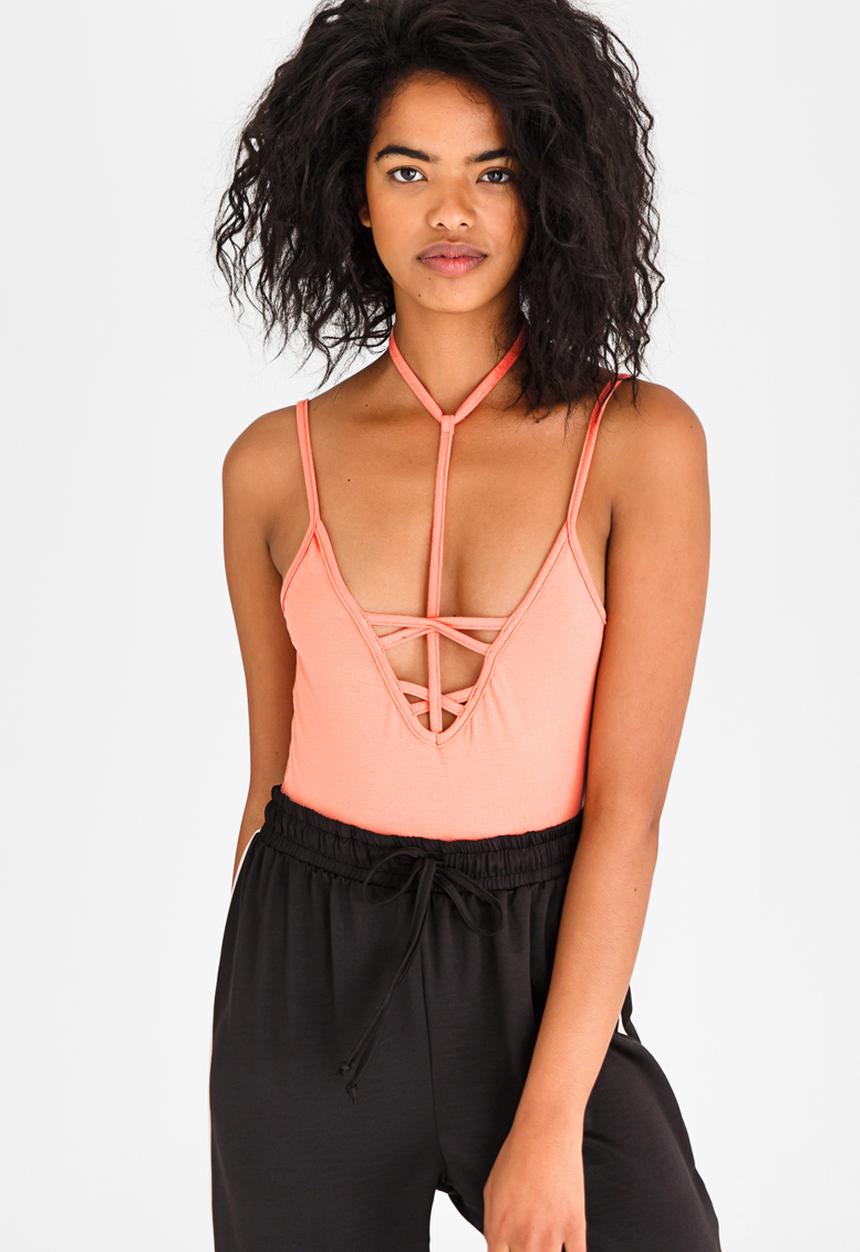 STYLE REPUBLIC - Strap Detail Bodysuit Peach