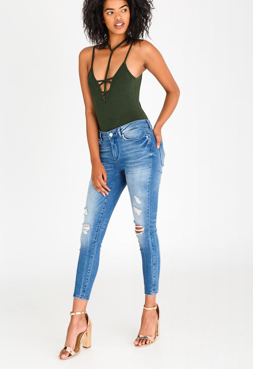 STYLE REPUBLIC - Strap Detail Bodysuit Dark Green