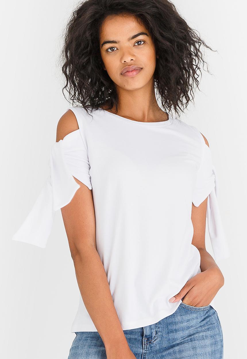 edit - Tie-Up Sleeve Tshirt White