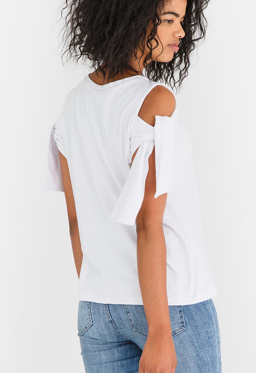 edit - Tie-Up Sleeve Tshirt White