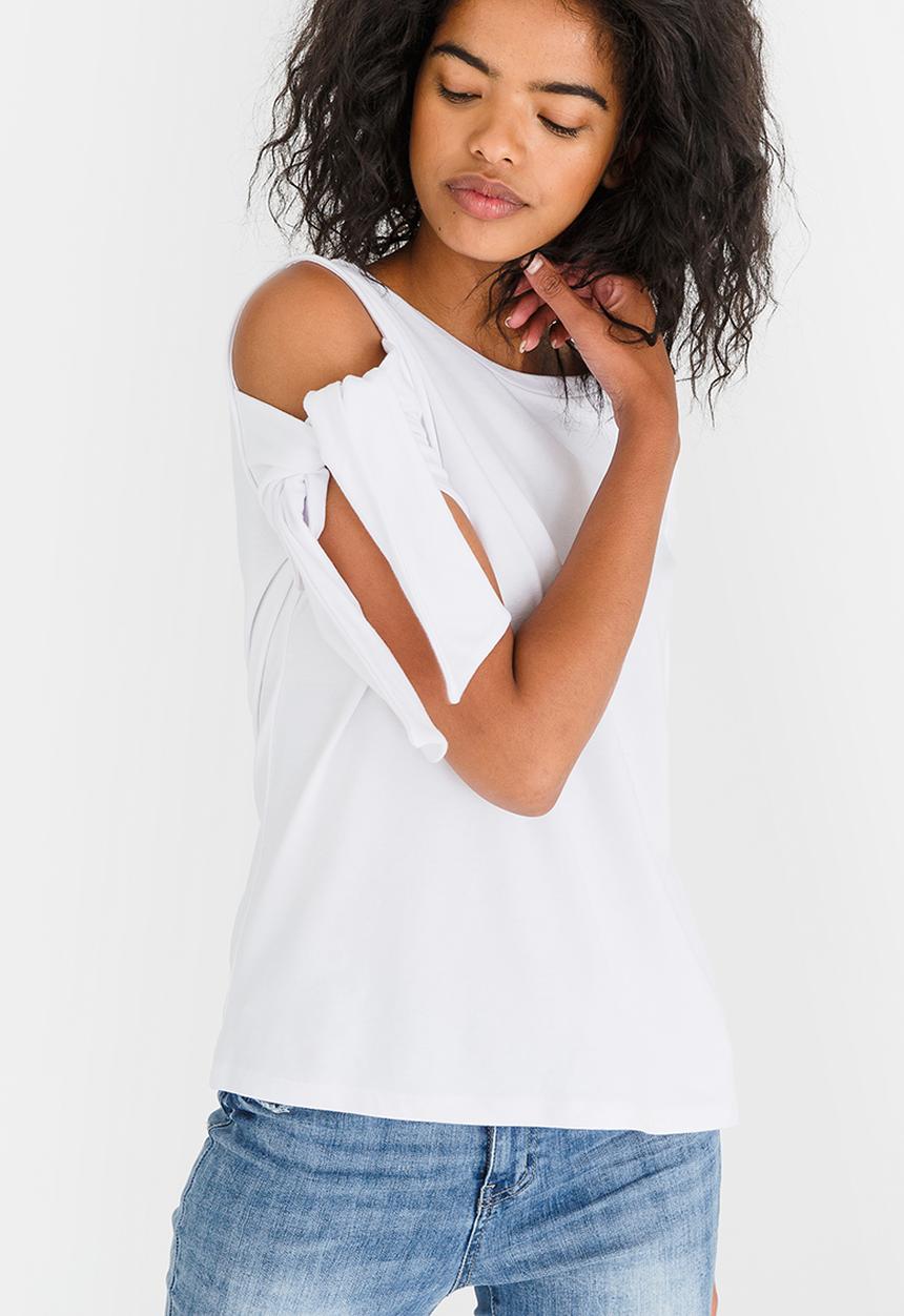 edit - Tie-Up Sleeve Tshirt White