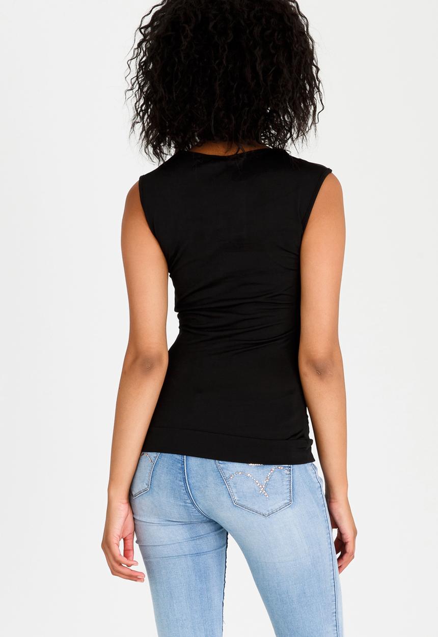 edit - Sleeveless Top with Cut-out Neckline Detail Black