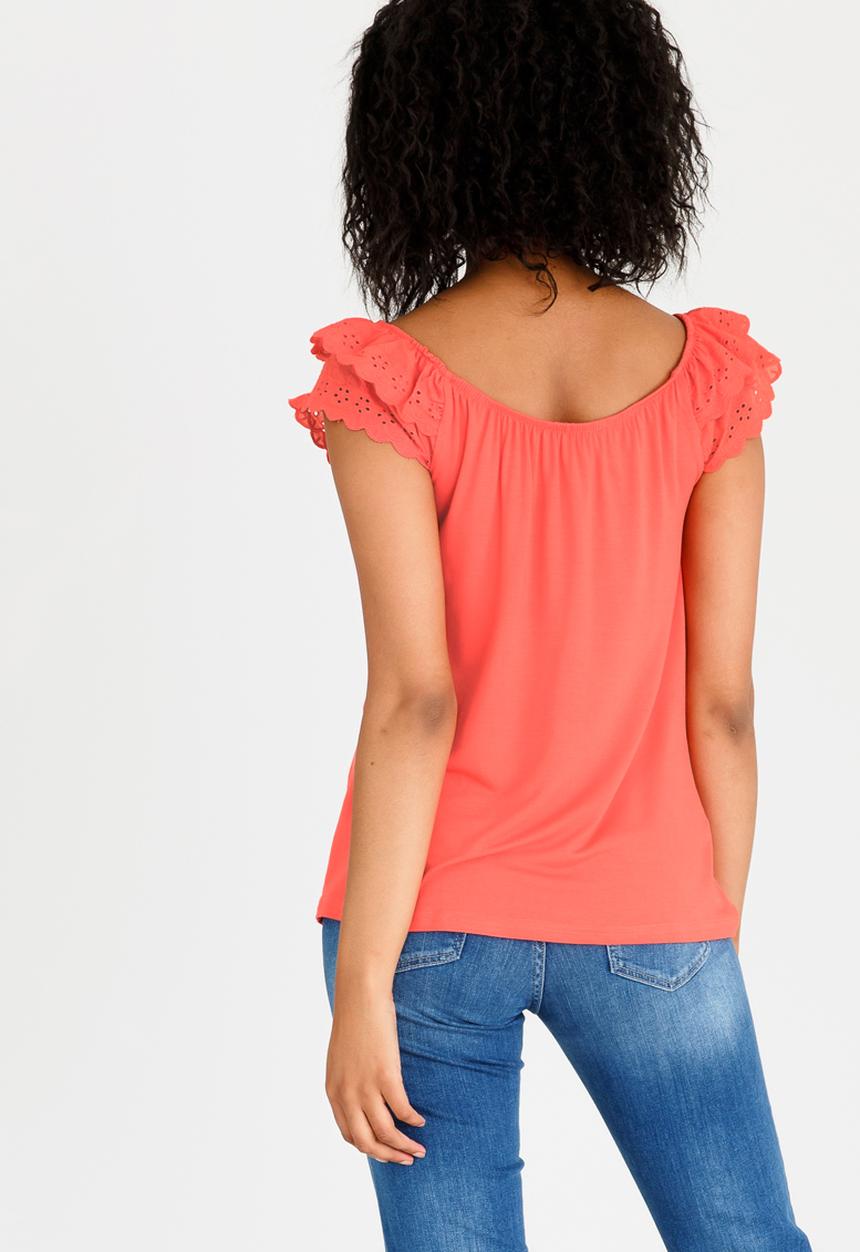 edit - Frilly Lace Top with Elastic Band Coral