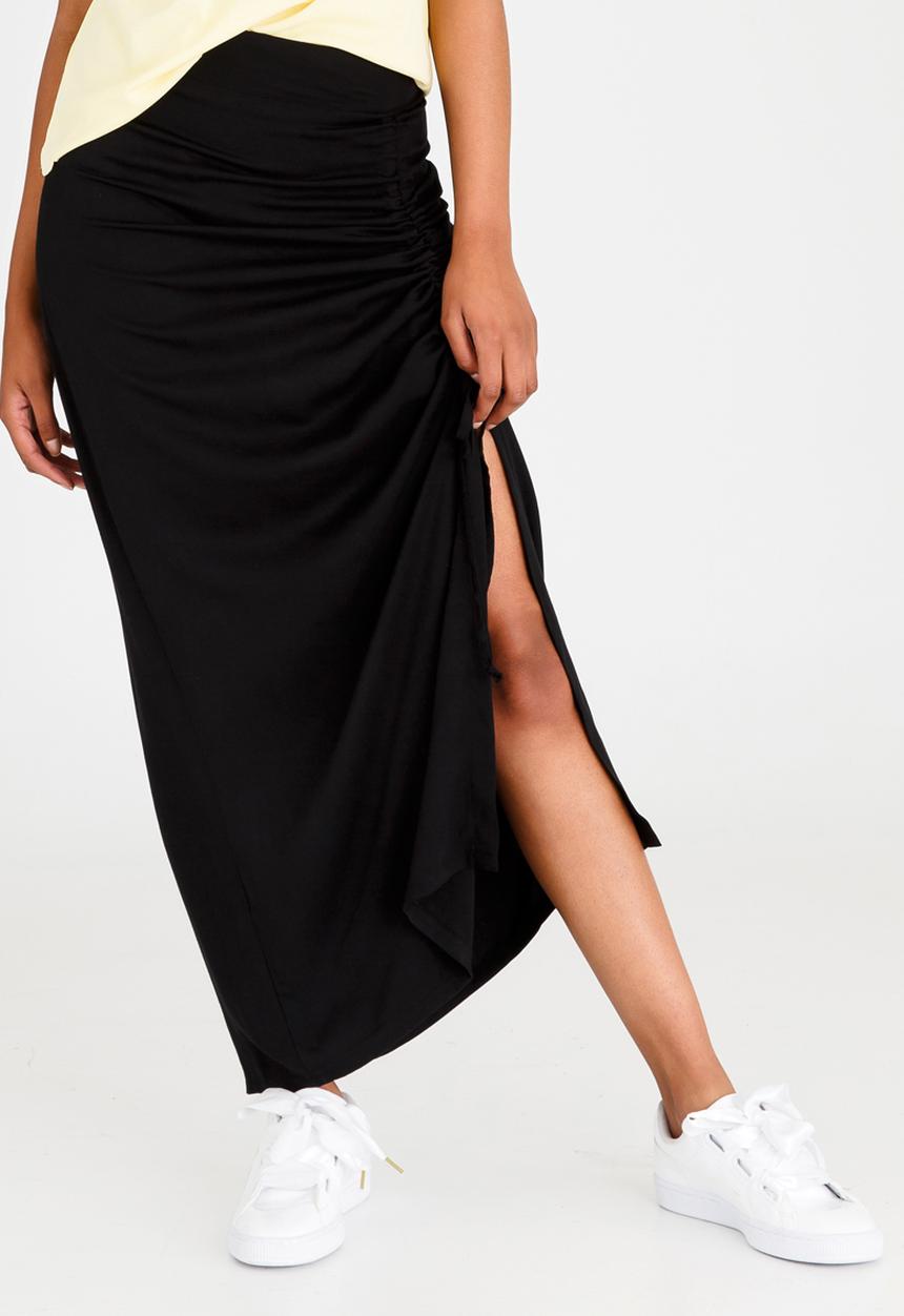 c(inch) - Drawcord Maxi Skirt Black