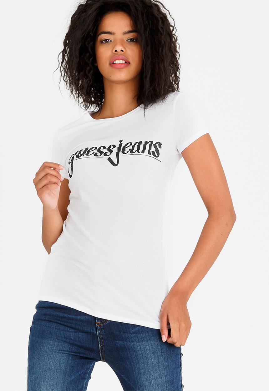 GUESS - Guess Spliced Logo Tee White