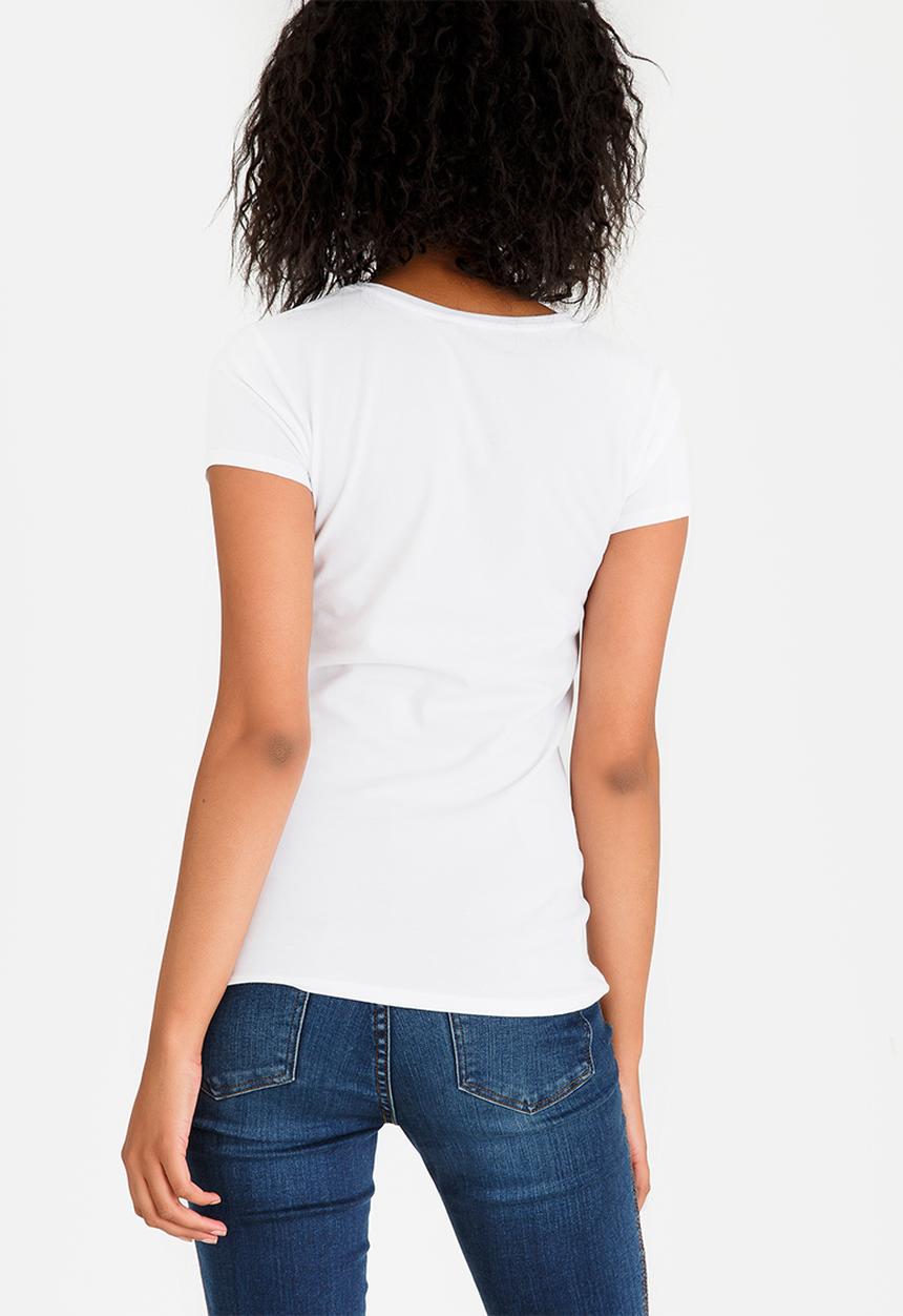 GUESS - Guess Spliced Logo Tee White